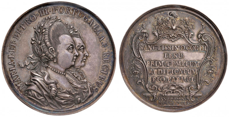 PORTOGALLO Medaglia 1779 fondazione del tempio del SS. Cuore di Gesù sotto gli a...