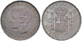 PORTORICO Alfonso XIII (1886-1898) Peso 1895 - KM 24 AG (g 24,93) Bella patina scura 

 

BB/SPL