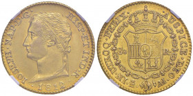 SPAGNA Giuseppe Napoleone (1808-1813) 80 Reales 1812 il 2 ribattuto su 1 - Fr. 302 AU (g 6,74) RR Conservazione insolita per il tipo di moneta 

 
...