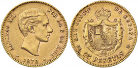 SPAGNA Alfonso XII (1874-1885) 25 Pesetas 1878 - Fr. 342 AU (g 8,06)

 

qBB