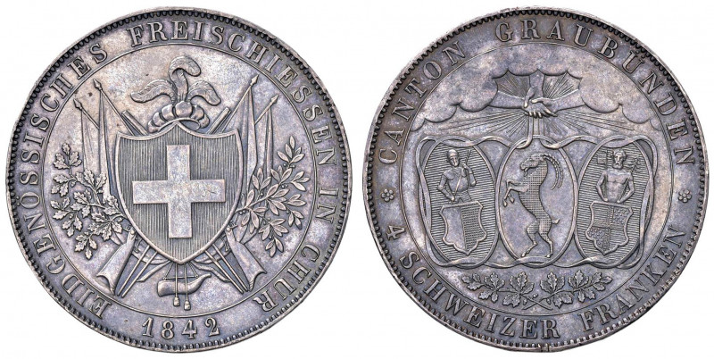 SVIZZERA Graubunden - 4 Franken 1842 - HMZ 1340a AG (g 28,29)

 

SPL/SPL+