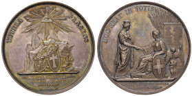 SVIZZERA Medaglia 1824 10° anniversario ammissione di Ginevra alla Confederazione Svizzera - Opus: A. Bovy; A. Bovet - AG (g 91,67 - Ø 57,58) Splendid...