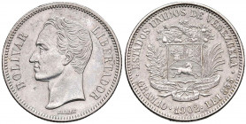 VENEZUELA 2 Bolivares 1902 - KM Y23 AG (g 10,00) R Zecca di Philadelphia 

 

SPL