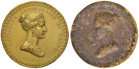 MEDAGLIE NAPOLEONICHE DEL 1806 E 1807 Medaglia 1806 Giuseppina imperatrice e regina - Bramsen 562 - AE dorato (g 6,37 - Ø 45 mm) Repoussé in superba c...