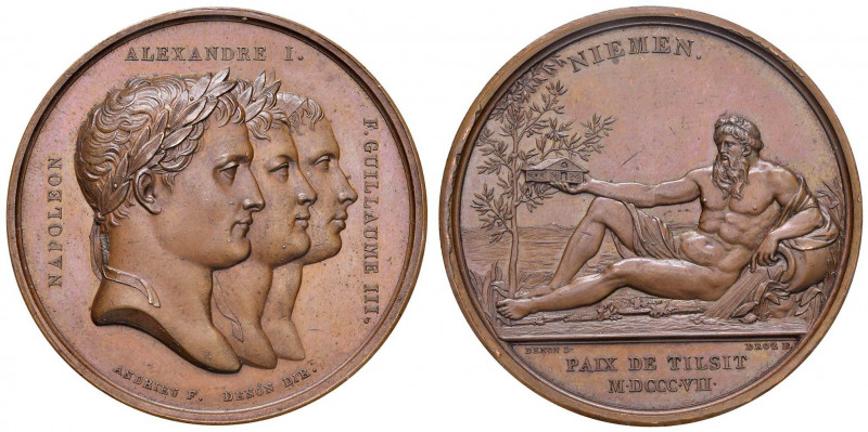 MEDAGLIE NAPOLEONICHE DEL 1806 E 1807 Medaglia 1807 Pace di Tilsit - Opus: Andri...