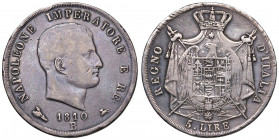 Napoleone (1805-1814) Bologna - 5 Lire 1810 puntali aguzzi, bordo incuso - Gig. 105 AG (g 24,83) RRRR

 

BB