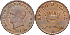 Napoleone (1805-1814) Bologna - 3 Centesimi 1808 - Gig. 219 Cu (g 6,21) Graffietto al D/

 

qFDC