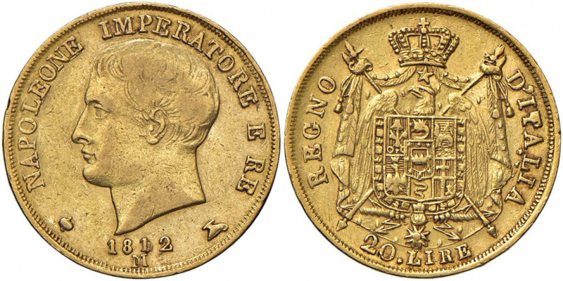 Napoleone (1805-1814) Milano - 20 Lire 1812 Puntali sagomati, 1 ribattuto su 0, ...
