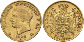 Napoleone (1805-1814) Milano - 20 Lire 1812 Puntali sagomati, 1 ribattuto su 0, stella grande al rovescio - Gig. 91a (indicata R/3) AU (g 6,41) RRR
...