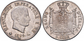 Napoleone (1805-1814) Milano - 5 Lire 1809 Bordo in rilievo, puntali aguzzi - Gig. 96 AG (g 25,00) 

 

qFDC