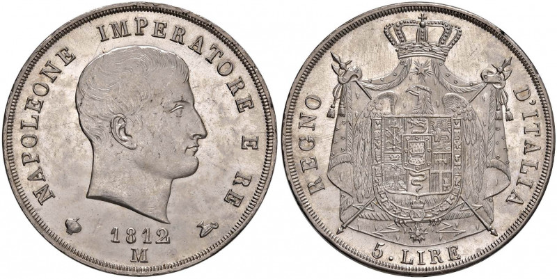Napoleone (1805-1814) Milano - 5 Lire 1812 Puntali sagomati - Gig. 119 AG (g 25,...
