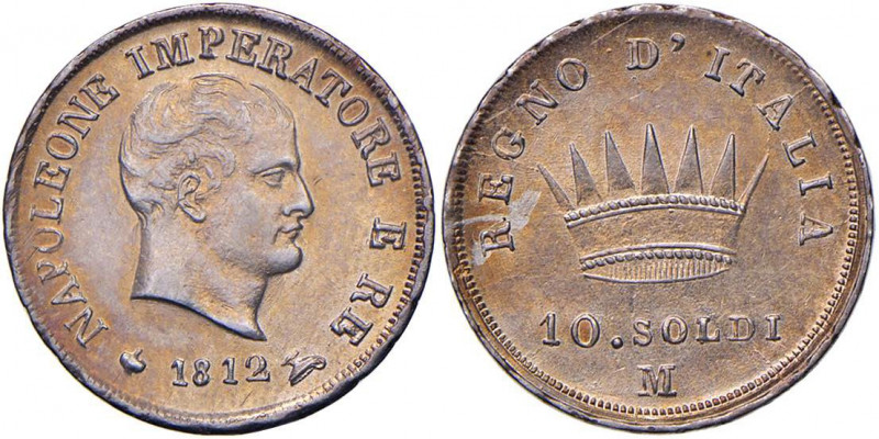 Napoleone (1805-1814) Milano - 10 Soldi 1812 - Gig. 181 AG (g 2,50) Hairlines
...