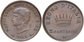 Napoleone (1805-1814) Milano - 3 Centesimi 1813 - Gig. 230 CU (g 6,17) Conservazione eccezionale

 

FDC