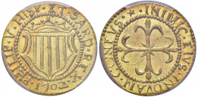 CAGLIARI Filippo V (1700-1719) Scudo d’oro 1702 - MIR 93/2 AU R In slab PCGS MS62 518779.62/36703680

 

FDC