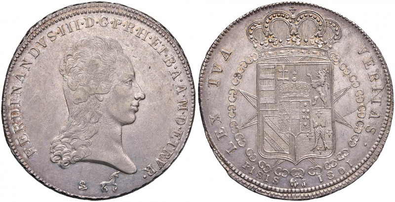 FIRENZE Ferdinando III (1790-1801) Francescone 1801 1 rovesciati - MIR 405/10 AG...