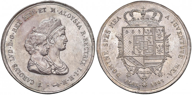 FIRENZE Carlo Lodovico (1803-1807) Dena 1807 - MIR 423 AG (g 39,34) Splendido es...