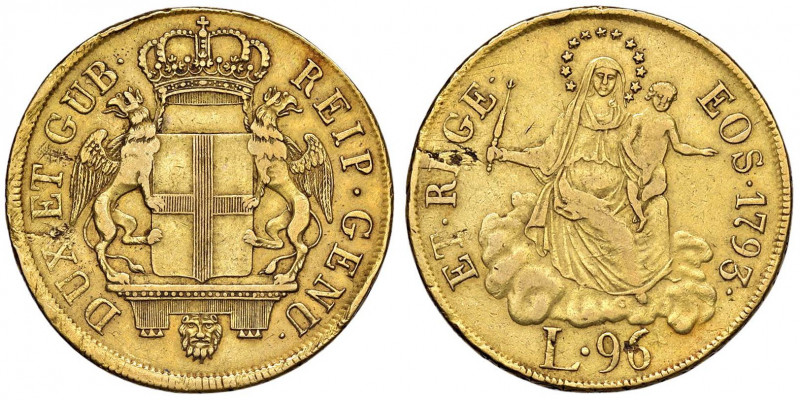 GENOVA Dogi biennali (1528-1797) 96 Lire 1793 - MIR 274/2 AU (g 25,06) Screpolat...