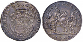 LUCCA Repubblica (1369-1799) San Martino da 15 1744 - MIR 234/5 AG (g 5,32) Ex Numismatica Genevensis, 7, lotto 1436. Esemplare di conservazione eccez...