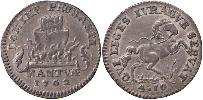 MANTOVA Ferdinando Carlo Gonzaga (1669-1707) 10 Soldi 1702 - MIR 744/1 MI (g 2,1...