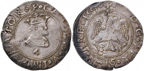 MESSINA Carlo V (1516-1556) 4 Tarì 1555 - MIR 287/1 AG (g 11,72) Schiacciature marginali e frattura del tondello, piacevole patina di vecchia raccolta...