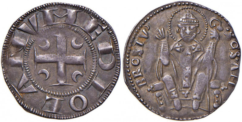 MILANO Prima Repubblica (1250-1310) Ambrosino o grosso da 8 denari - MIR 66/3 AG...