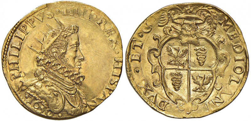 MILANO Filippo IV (1621-1665) Quadrupla 1630 - MIR 359/6 AU (g 13,24) RR Esempla...