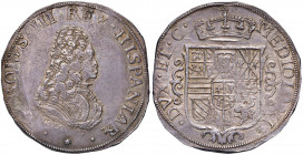MILANO Carlo III (1706-1740) Filippo 1707 - MIR 399/1 AG (g 27,75) RR Leggermente ribattuto, minime screpolature di conio al D/ ma splendido esemplare...