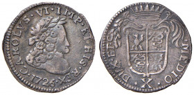 MILANO Carlo III (1706-1740) 20 Soldi 1726 - MIR 414/5 AG (g 1,89) RR Lieve ondulazione del tondello, limatura o colpo (?) al bordo

 

BB/BB+