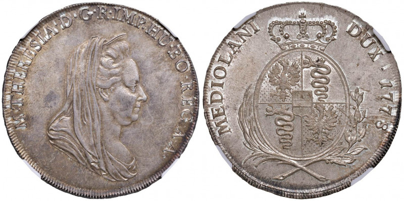 MILANO Maria Teresa (1740-1780) Scudo 1778 - MIR 435/1 AG In slab NGC MS64+ 5887...