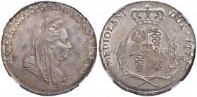 MILANO Maria Teresa (1740-1780) Scudo 1778 - MIR 435/1 AG In slab NGC MS64+ 5887105-065. Splendido esemplare con delicata patina 

 

FDC