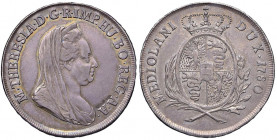 MILANO Maria Teresa (1740-1780) Mezzo scudo 1780 - MIR 436/5 AG (g 11,51) Bella patina

 

BB/BB+