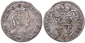 MILANO Maria Teresa (1740-1780) 10 Soldi 1762 - MIR 426/1 (indicato R/3) AG (g 1,87) RRR Graffietti e macchie ma bell’esemplare per questo tipo di mon...