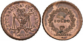 MILANO Repubblica italiana (1802-1805) Progetto del soldo 1804 A. III - Crippa 19; P.P. 461 CU (g 10,26) R Rame rosso

 

FDC