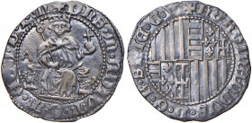 NAPOLI Ferdinando I d’Aragona (1458-1494) Carlino lettera A a sinistra del re - MIR 72/2 AG (g 3,36)

 

BB
