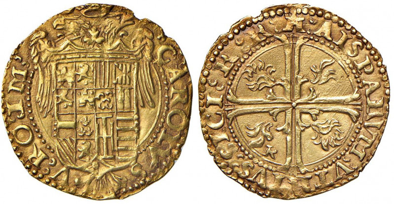 NAPOLI Carlo V (1516-1556) Scudo d’oro - Magliocca 11/1 AU (g 3,37) R Bella pati...