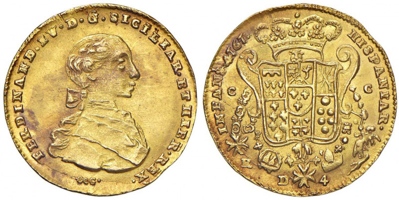 NAPOLI Ferdinando IV (1759-1799) 4 Ducati 1767 - Magliocca 228 AU (g 5,88) Bordo...