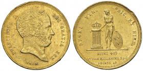 NAPOLI Francesco I (1825-1830) 15 Ducati 1825 - Magliocca 464 (indicato R/4) AU (g 18,94) RRRR Colpi al bordo di cui uno pesante. Moneta di grandissim...