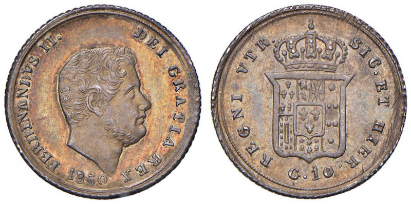 NAPOLI Ferdinando II (1830-1859) 10 Grana 1850 - Magliocca 648 (indicato R/2) AG...