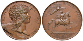 Murat (1808-1815) Medaglia 1813 Per il ritorno di Gioacchino Murat a Napoli - Opus: Antonio Canova - D’Auria n. 97; Ricciardi n. 93; Siciliano n. 36 Æ...