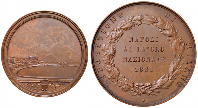 NAPOLI Medaglia 1881 Napoli al lavoro nazionale - Opus: L. I. AE (g 96,37 - Ø 60...