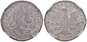 PALERMO Ferdinando III (1759-1816) 2 Tarì 1796 - MIR 623 AG In slab NGC MS65+ 5777696-001. Conservazione eccezionale, col metallo brillante. Un vero g...