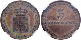 PARMA Maria Luigia (1814-1847) 3 Centesimi 1830 - MIR 1099 CU RR In slab NGC MS 63 BN cod. 2755359-021

 

FDC