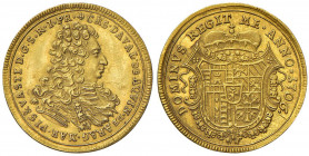 VASTO Cesare d’Avalos (1704-1729) Zecchino 1706 - CNI 2, Rav. 3 AU (g 3,46) RRRR Ex Nomisma 54/2016, lotto 1775; ex Nomisma 62/2020, lotto 948, realiz...