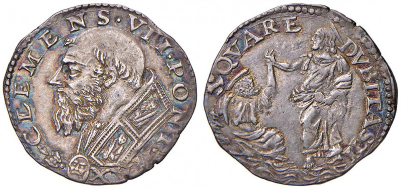 Clemente VII (1521-1534) Doppio carlino piviale con le figure dei Santi Pietro e...