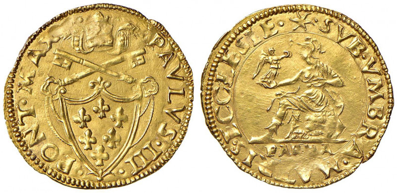 Paolo III (1534-1549) Parma - Scudo d’oro - Munt. 157 AU (g 3,36) Bellissimo ese...