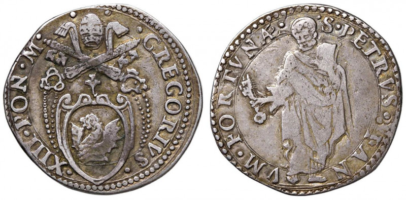 Gregorio XIII (1572-1585) Fano - Testone - Munt. 378 var. 1 AG (g 9,43) RRR

 ...