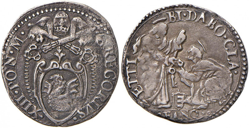 Gregorio XIII (1572-1585) Fano - Giulio - Munt. 382 AG (g 2,97) RR Schiacciature...
