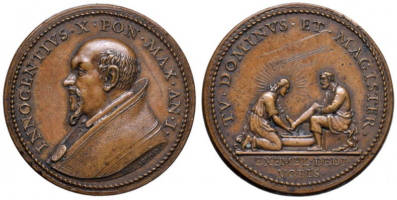 Innocenzo X (1644-1655) Medaglia 1645 A. I Lavanda dei piedi del Giovedì Santo -...