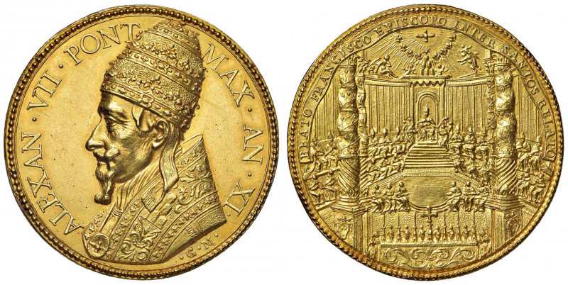 Alessandro VII (1655-1667) Medaglia A. XI L’altare maggiore in San Pietro col ba...