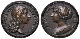 Innocenzo XI (1676-1689) Medaglia 1677 in onore di Livio e Giovanna Odescalchi - Opus: G. Hamerani - AE (g 11,74 - Ø 26 mm) RRR Conservazione eccezion...